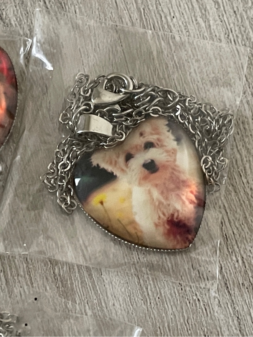 Terrier Dog Silver Heart Necklace 18”